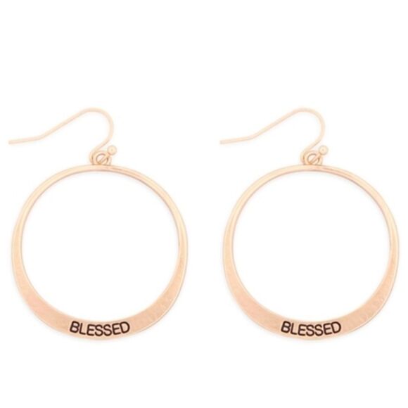 Blessed pinched hoop drop earings - Picture 1 of 1